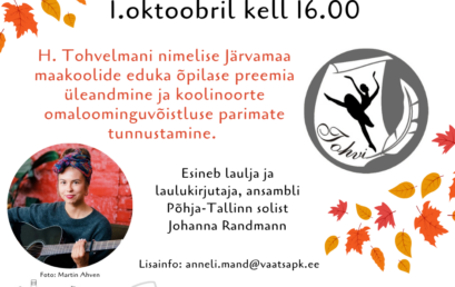 Helmi Tohvelman õpilaspreemiad 1. oktoobril 16:00